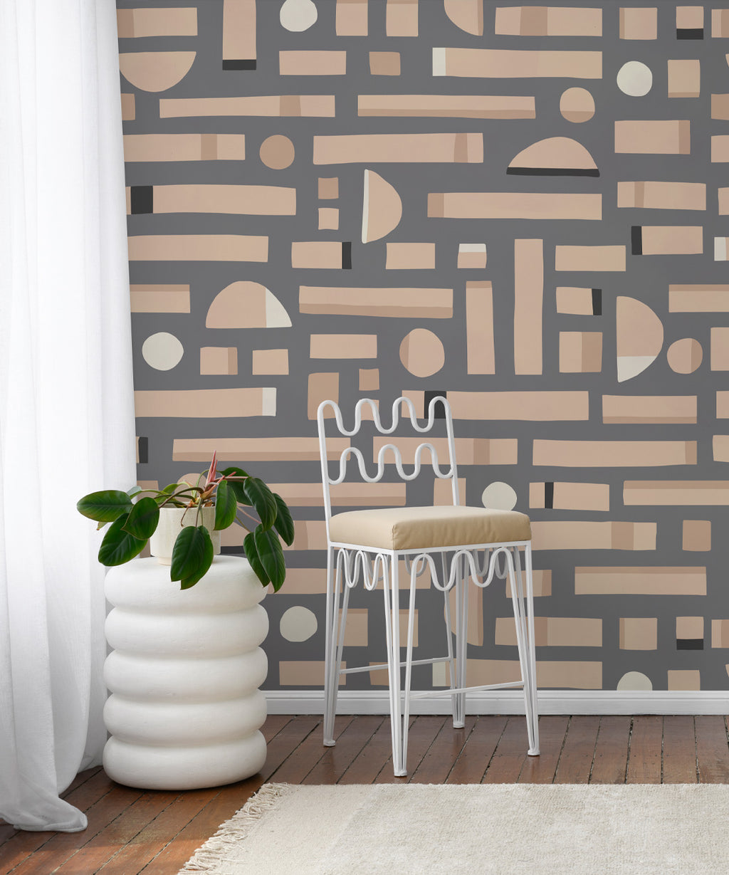 Shape Play Mural, Grey