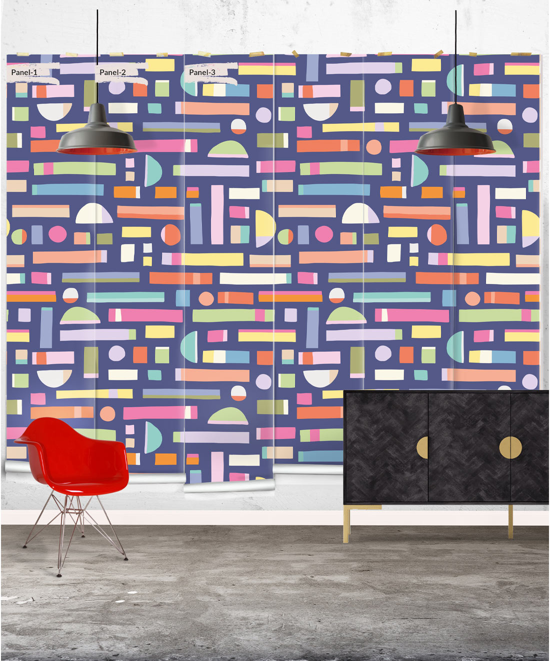 Shape Play Mural, Navy