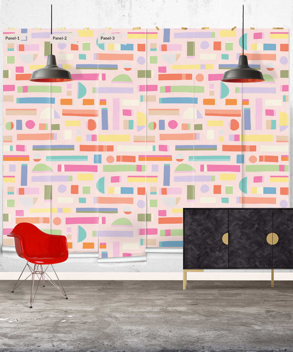 Shape Play Mural, Pink