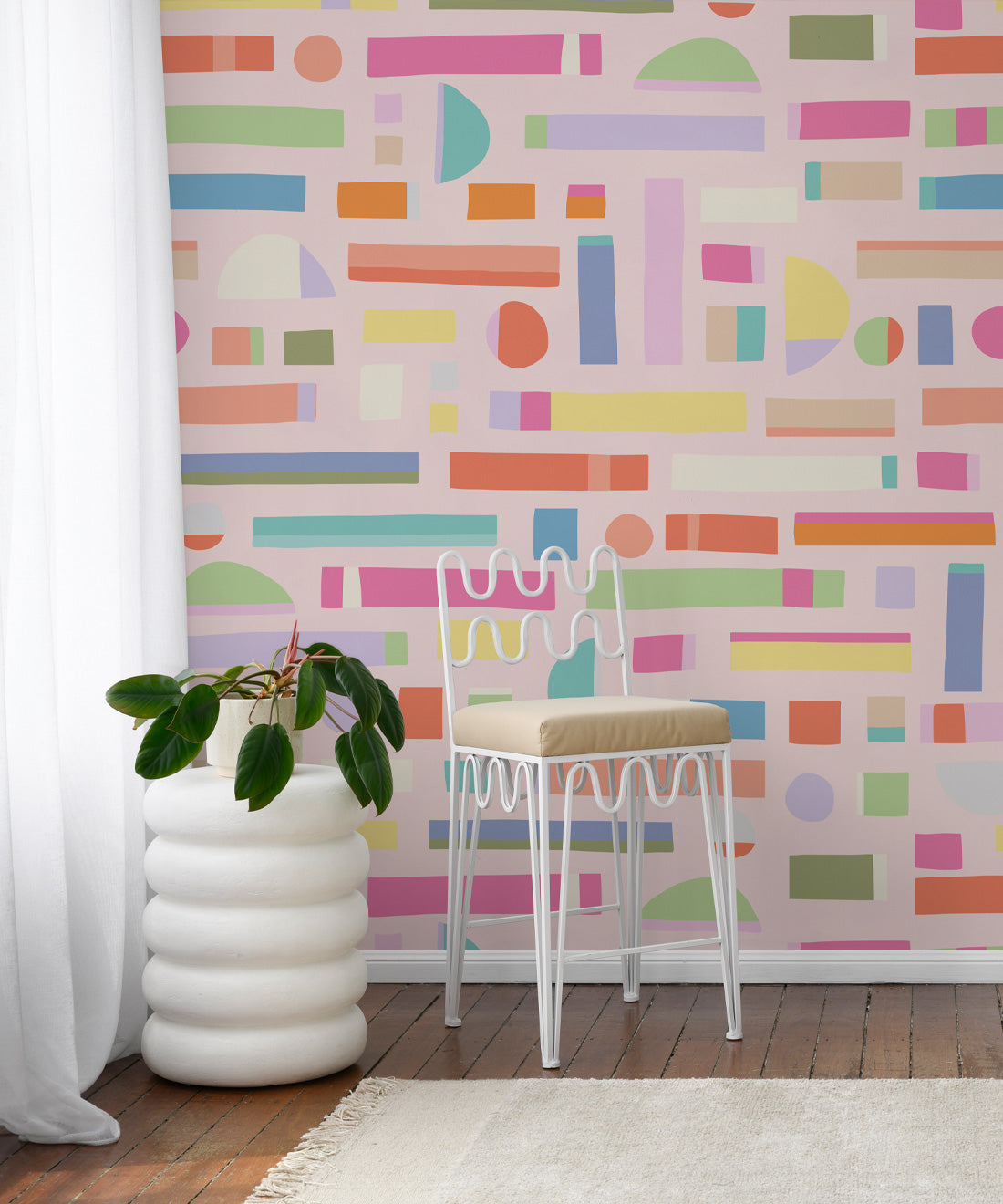 Shape Play Mural, Pink