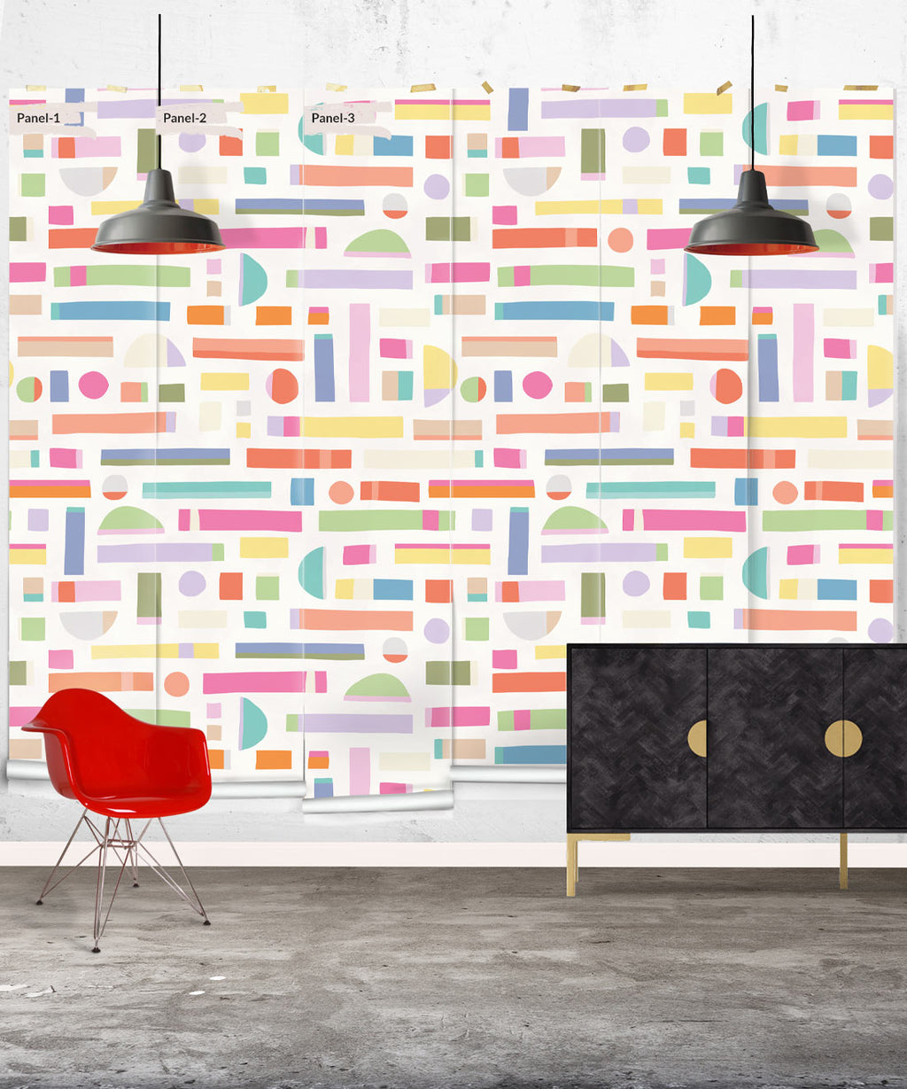 Shape Play Mural, White