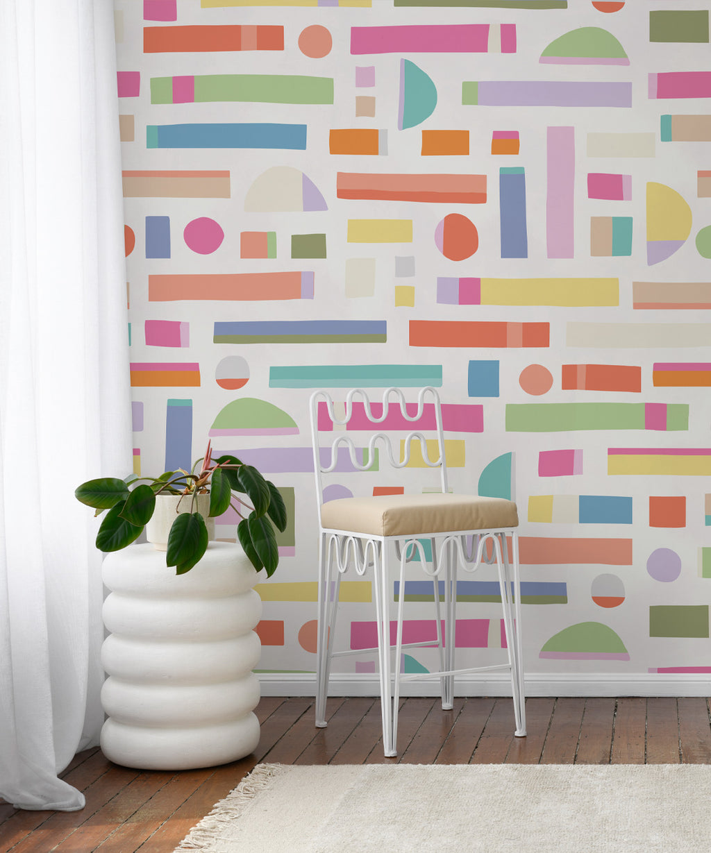 Shape Play Mural, White