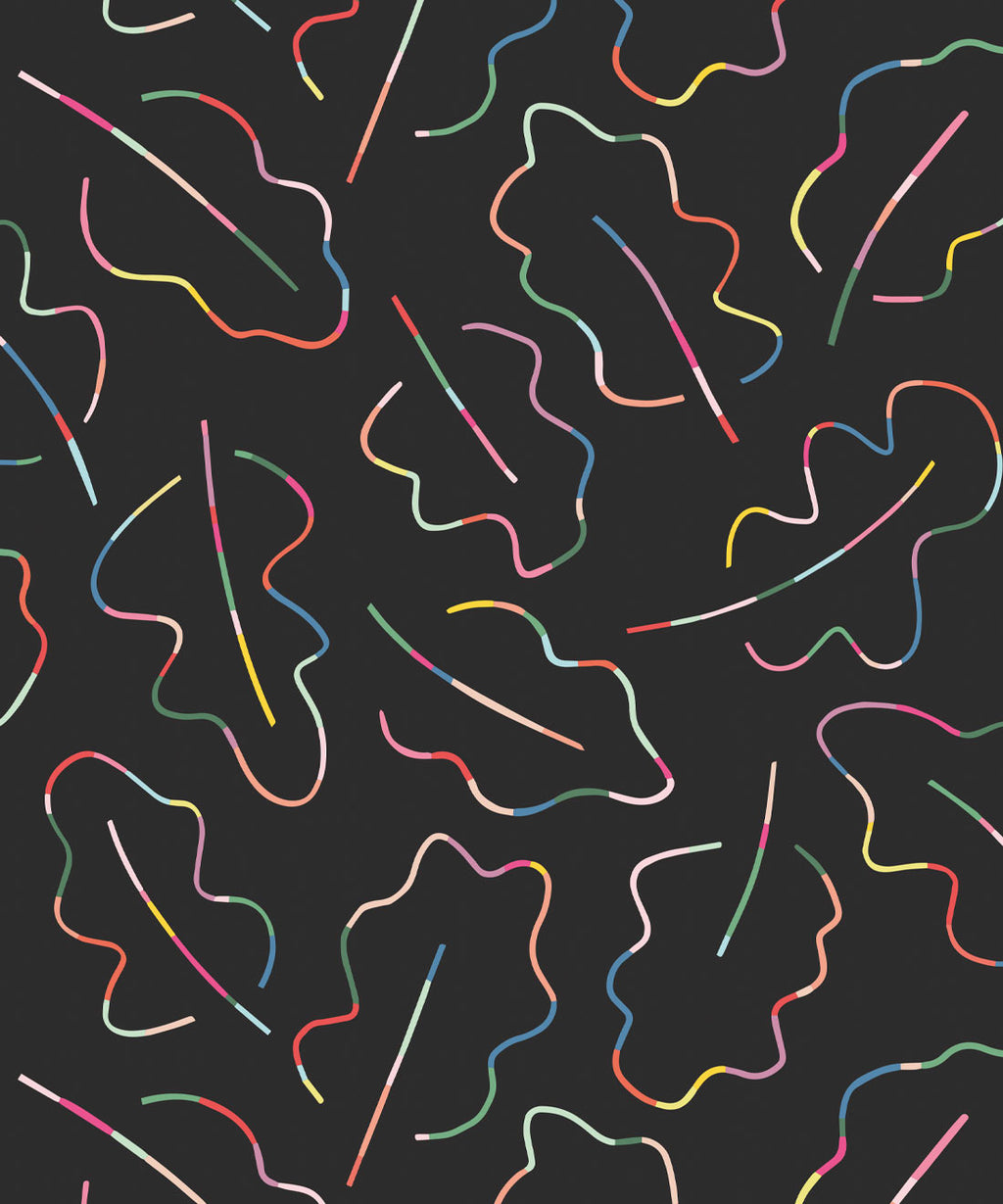 Spring Leaves Wallpaper, Black