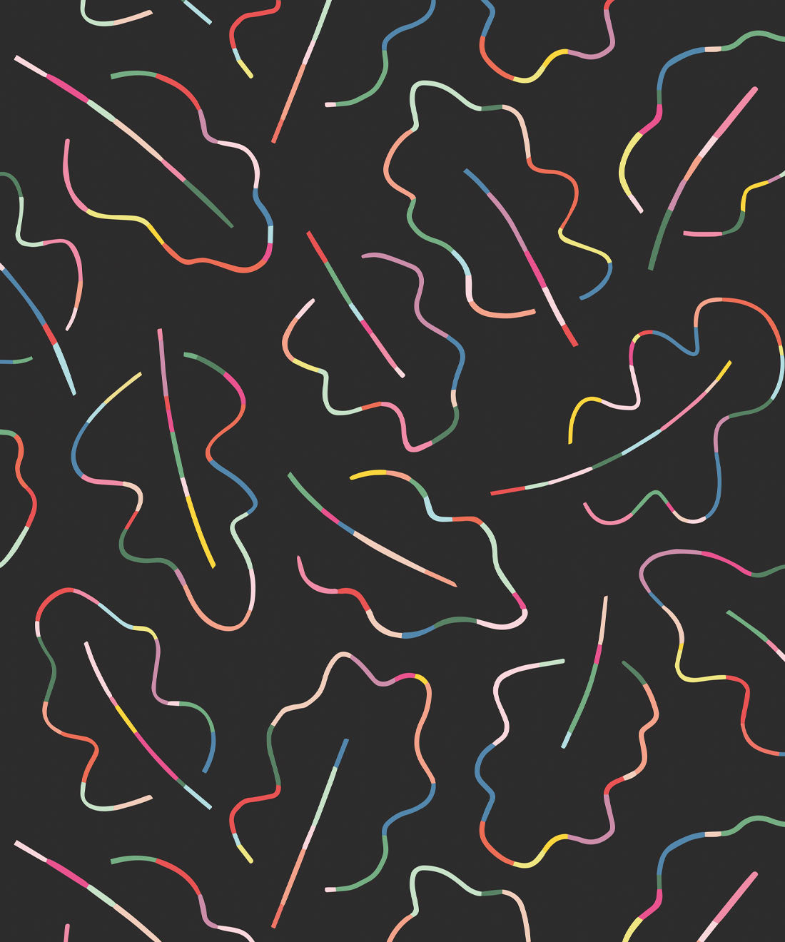 Spring Leaves Wallpaper, Black