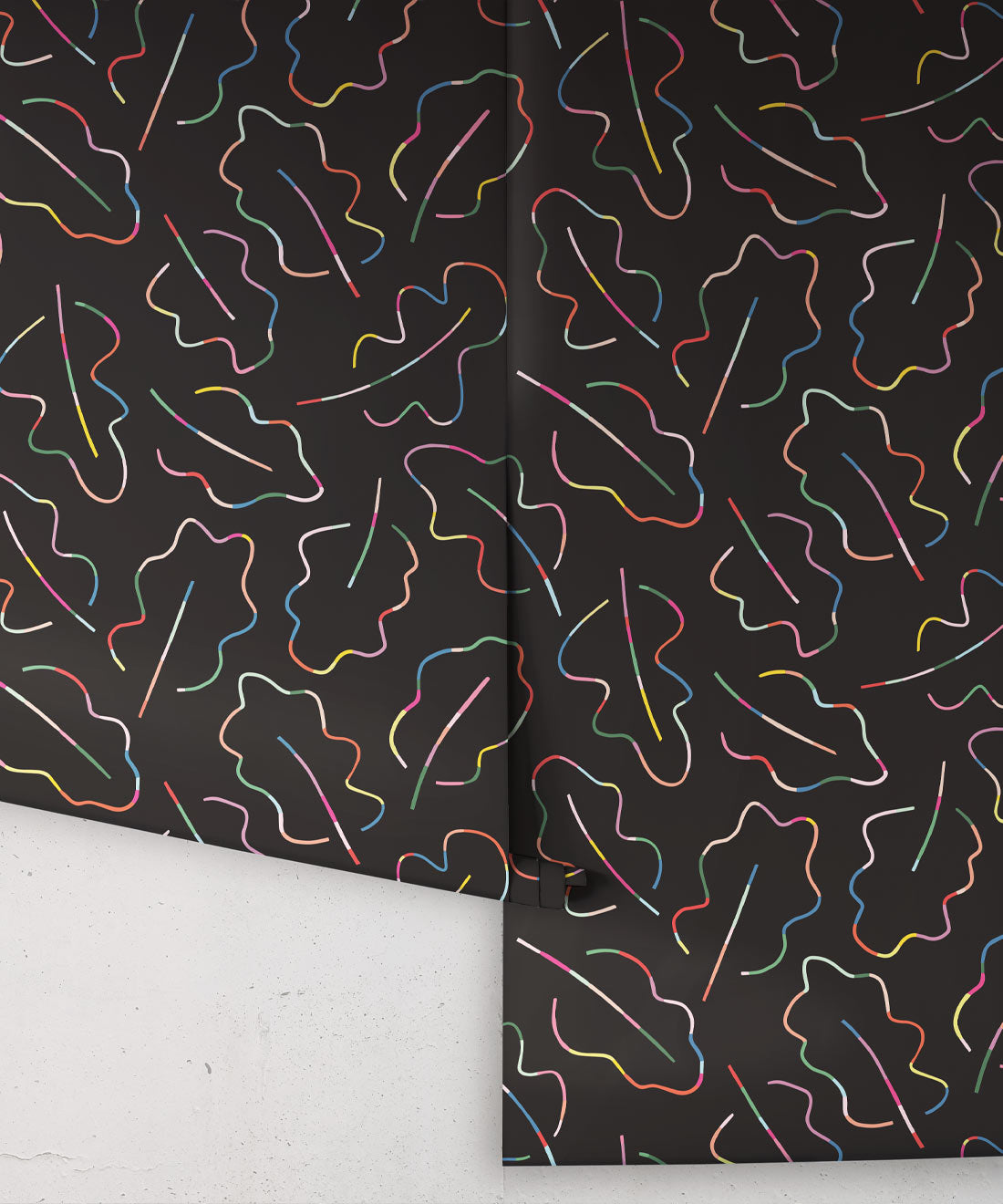 Spring Leaves Wallpaper, Black