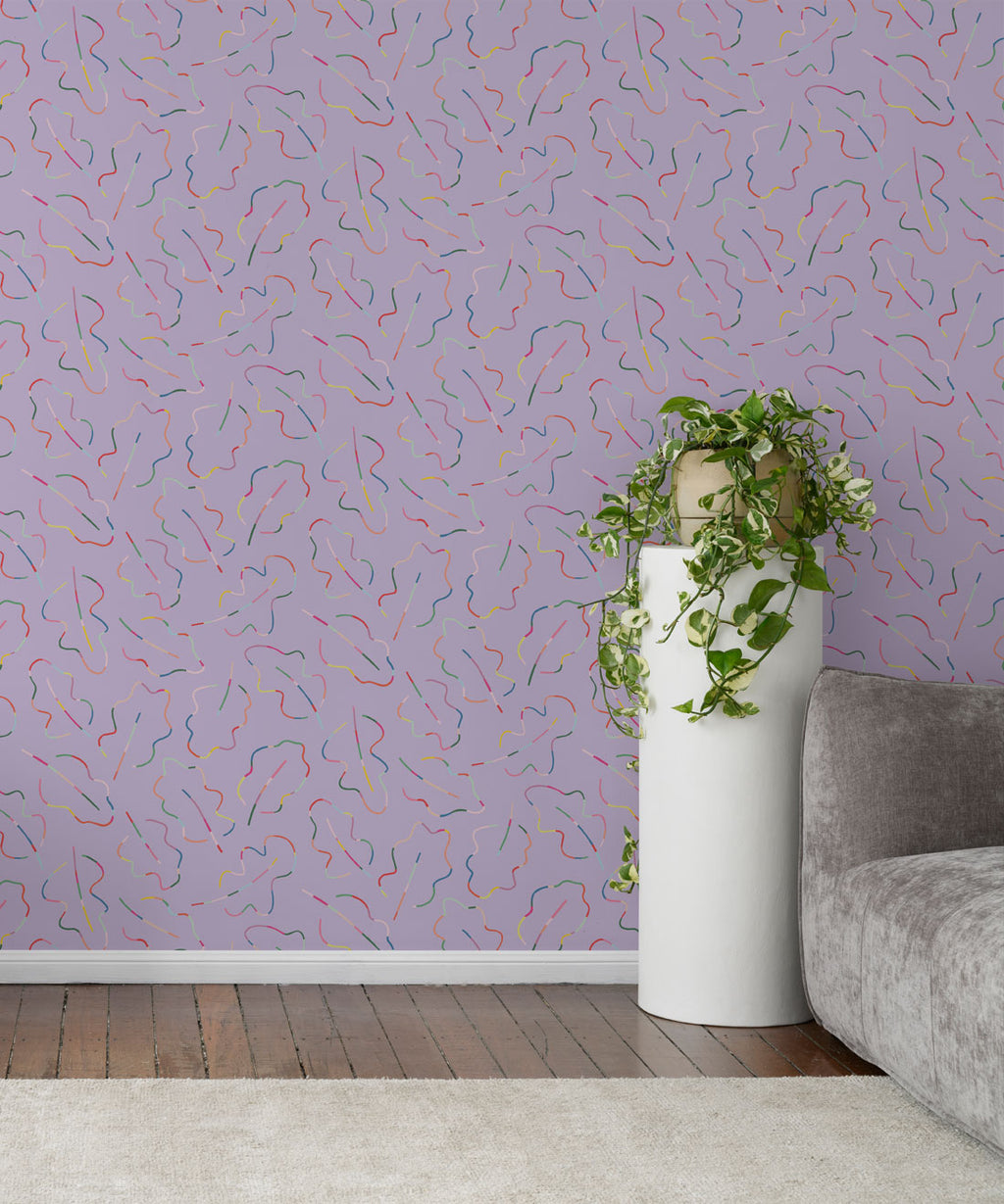 Spring Leaves Wallpaper, Lilac