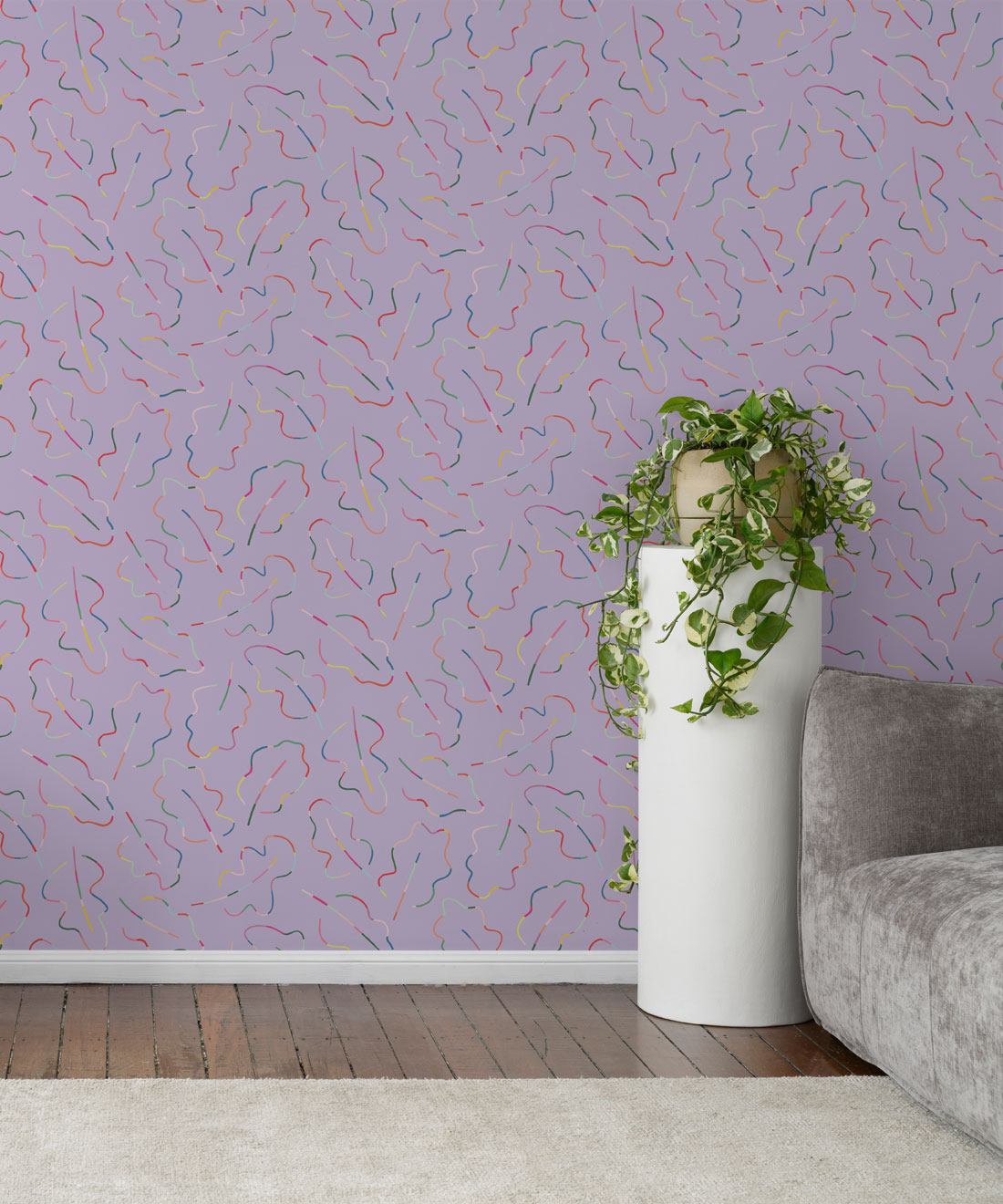 Spring Leaves Wallpaper, Lilac