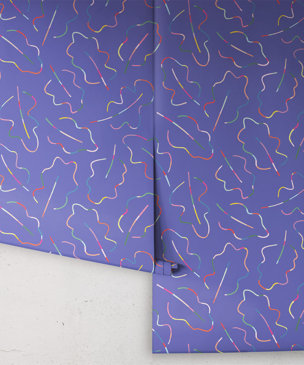 Spring Leaves Wallpaper, Periwinkle