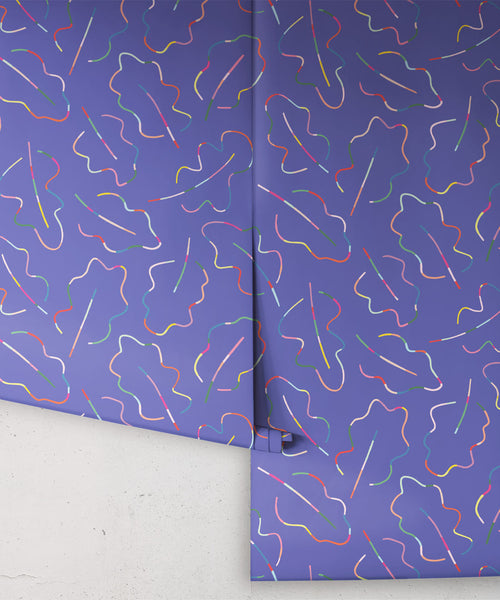 Spring Leaves Wallpaper, Periwinkle