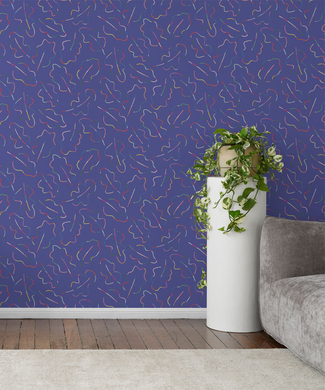 Spring Leaves Wallpaper, Periwinkle