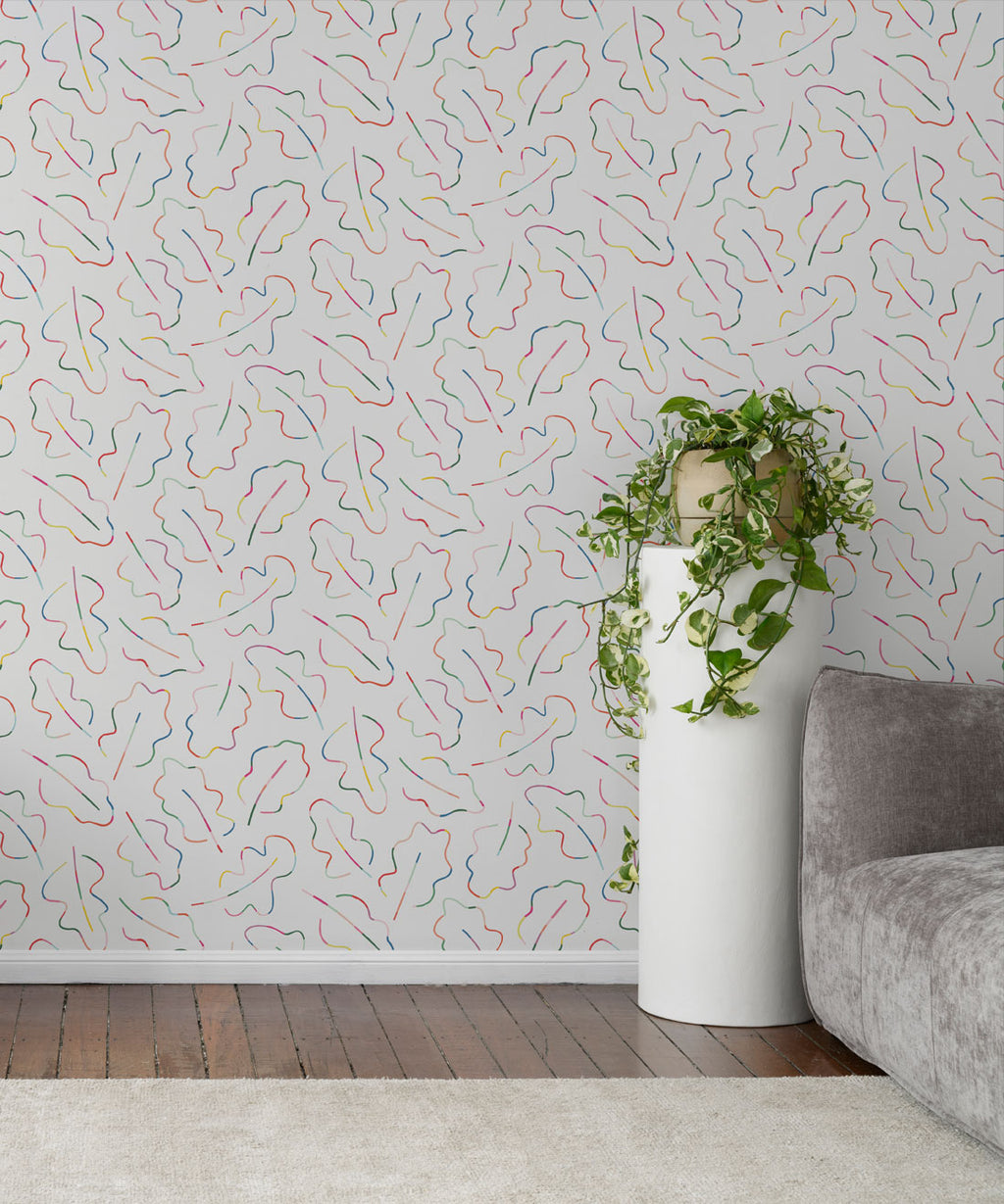 Spring Leaves Wallpaper, White
