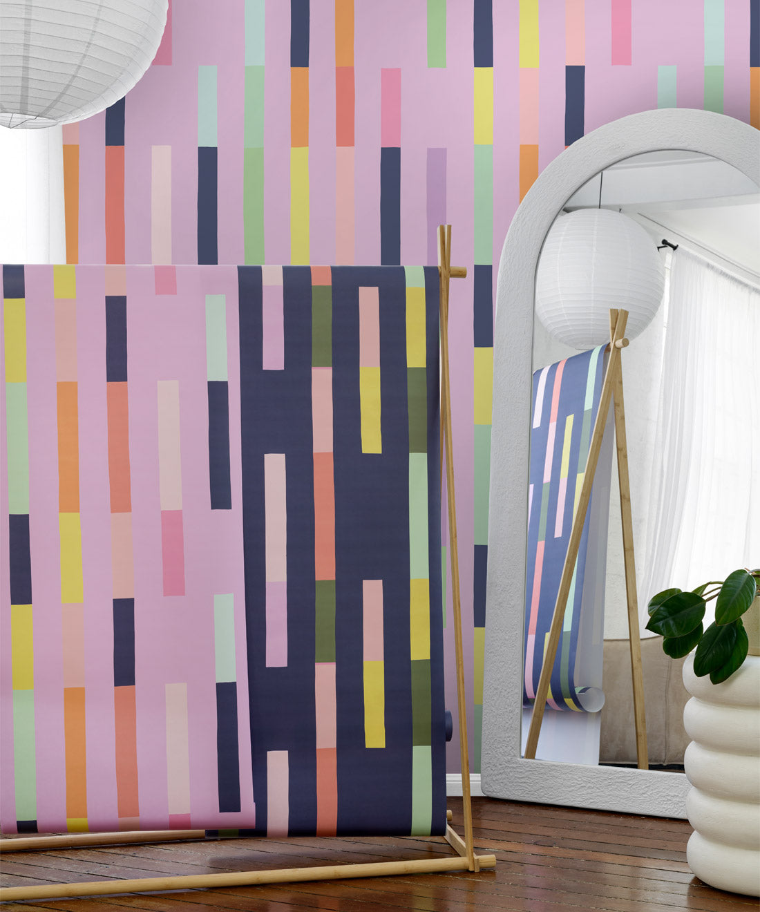 Sweet Rainbow Stripe Wallpaper, Lavender