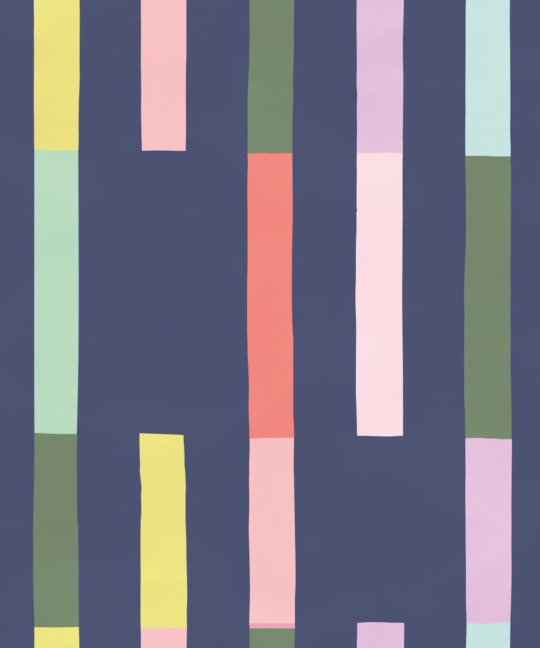 Sweet Rainbow Stripe Wallpaper, Navy