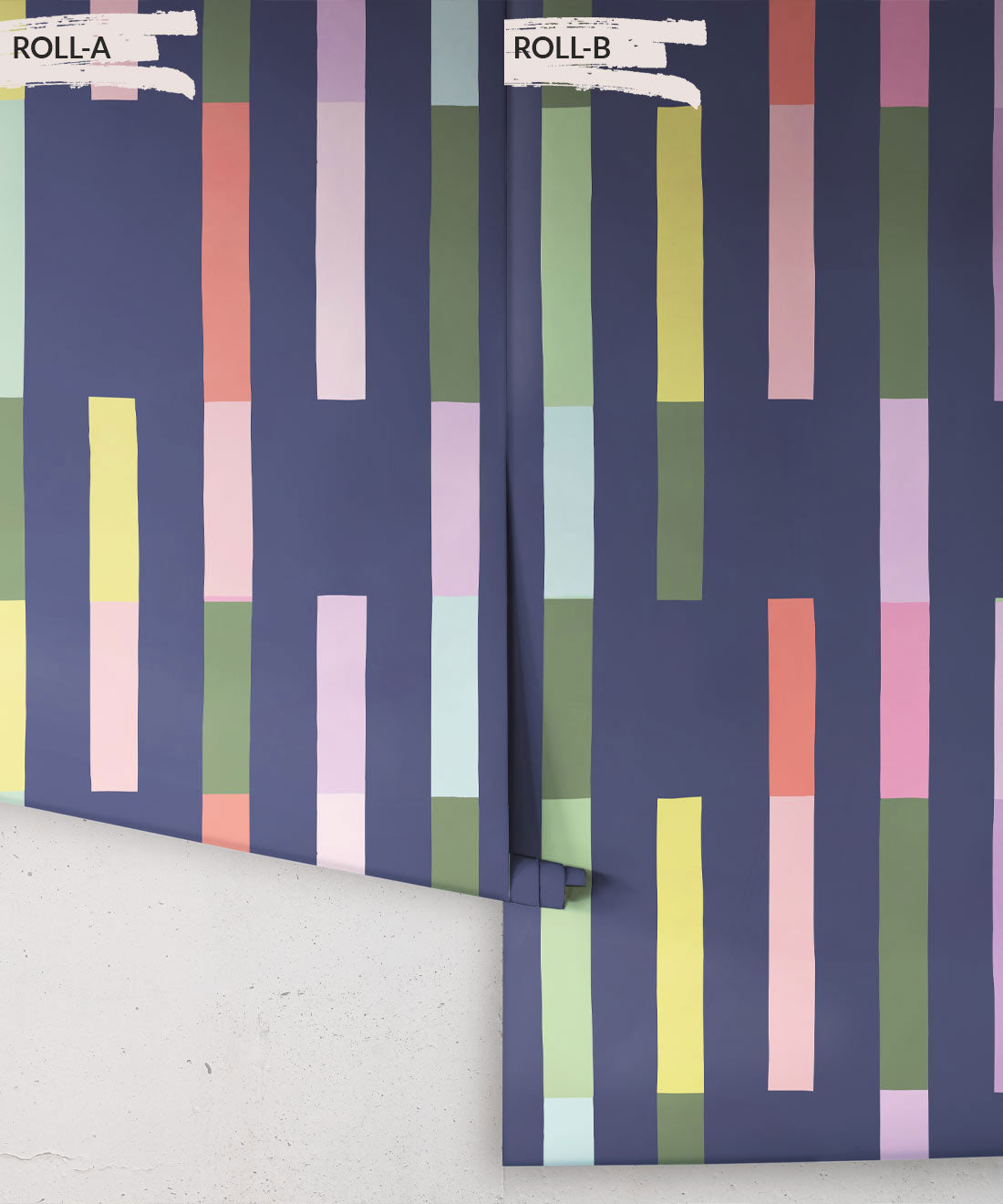 Sweet Rainbow Stripe Wallpaper, Navy