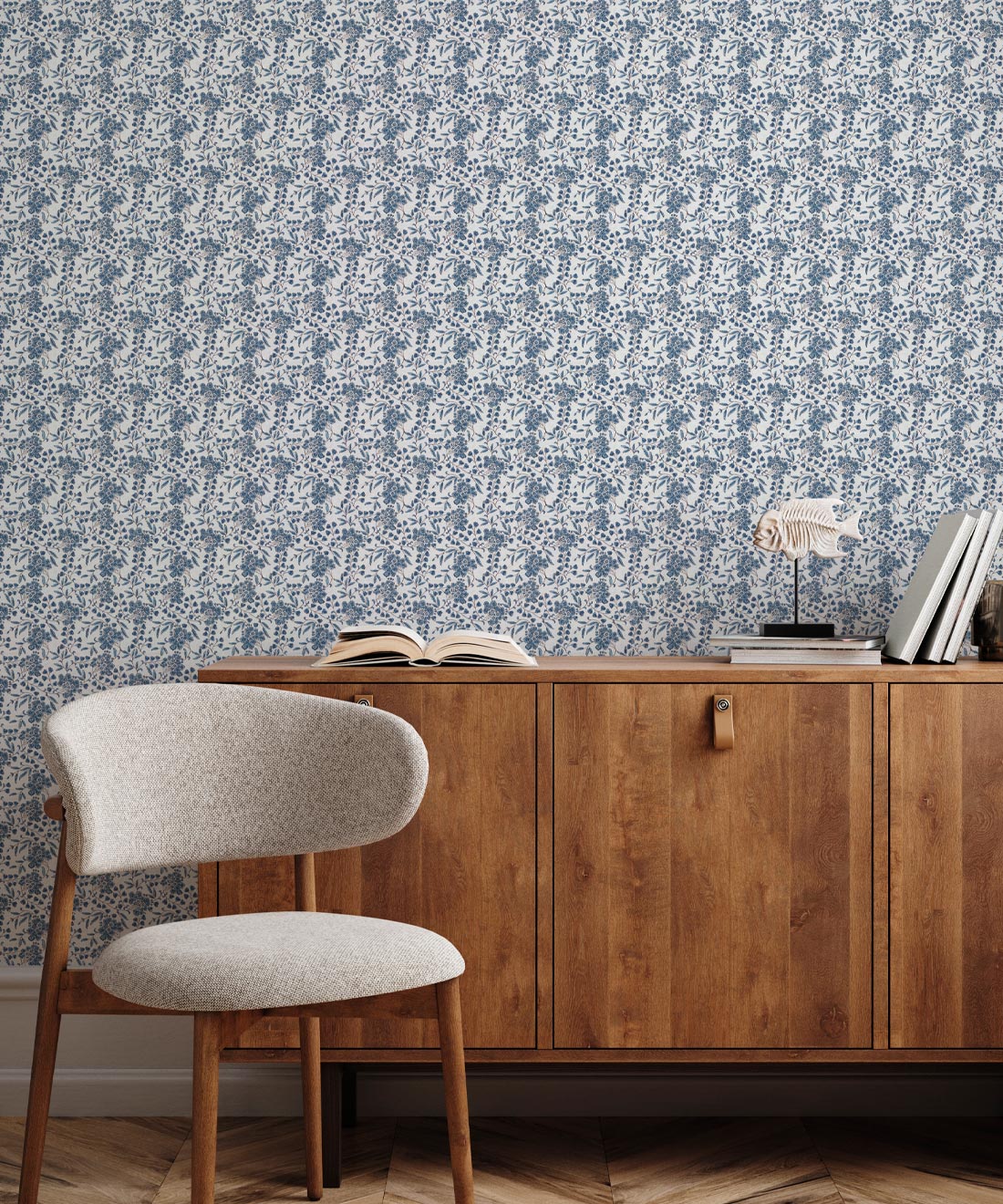 Sakura Blossom Wallpaper, Indigo Ivory