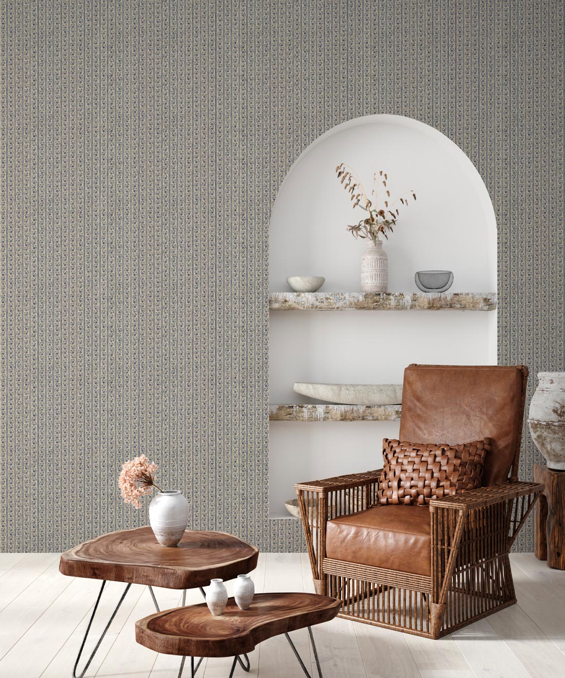 Daisy Chain Wallpaper, Indigo Natural