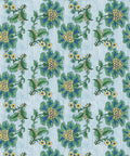French Floral Wallpaper, Indigo Green Stripe