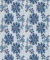 French Floral Wallpaper, Indigo Ivory Stripe