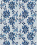 French Floral Wallpaper, Indigo Ivory Stripe