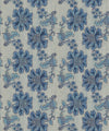 French Floral Wallpaper, Indigo Natural Stripe