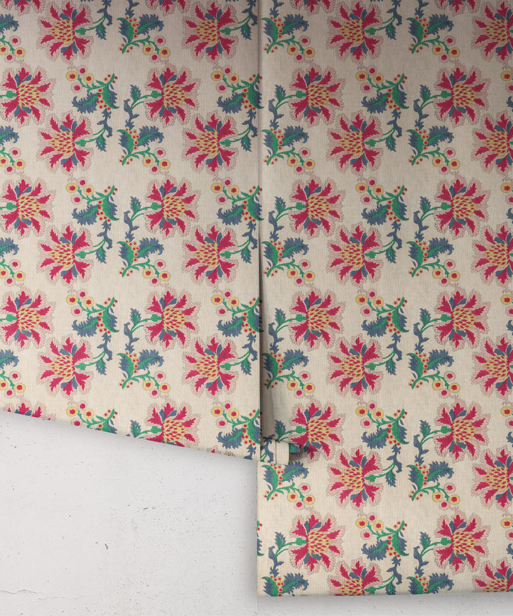 French Floral Wallpaper, Multi Natural