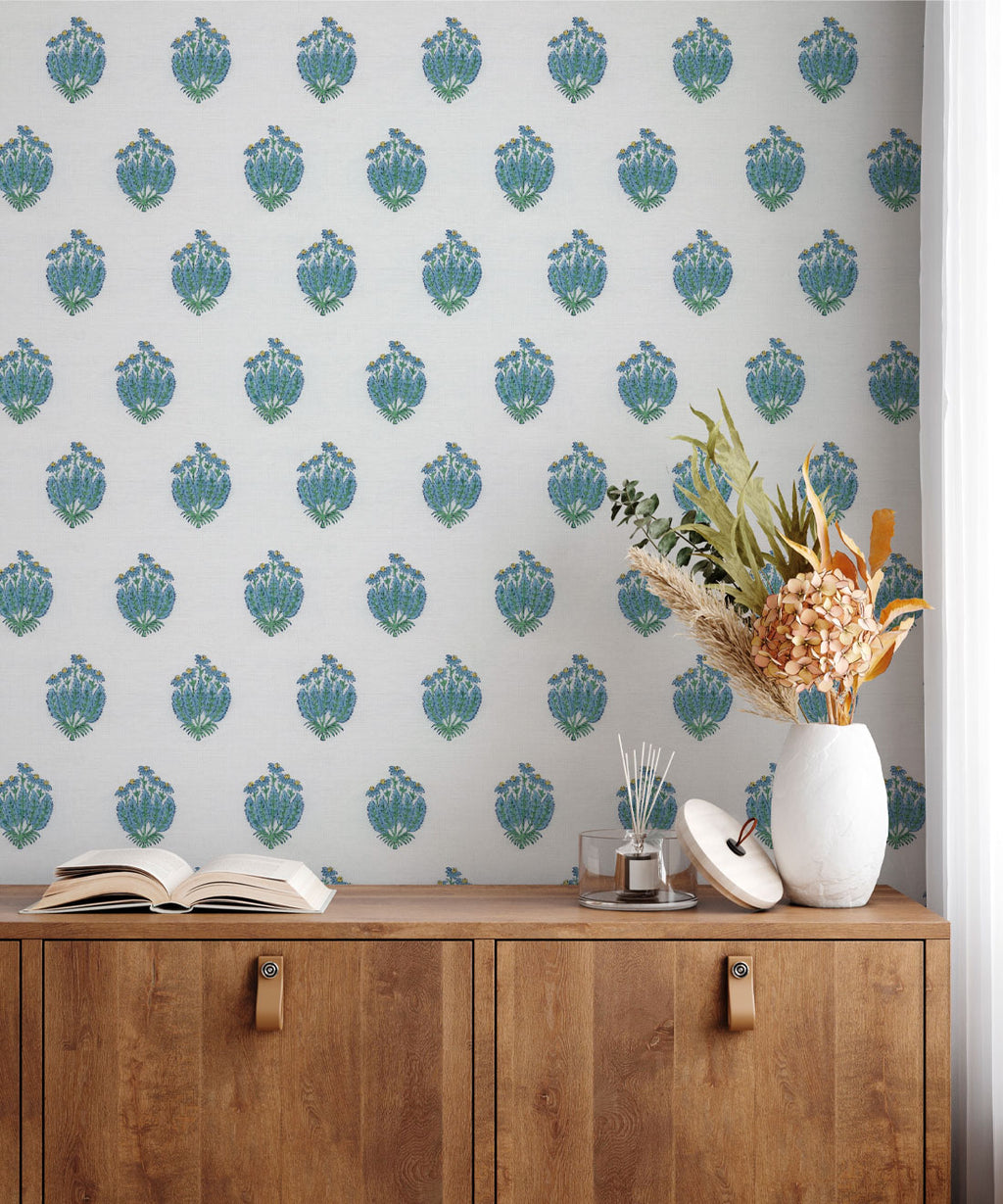 Buti Wallpaper, Indigo Ivory