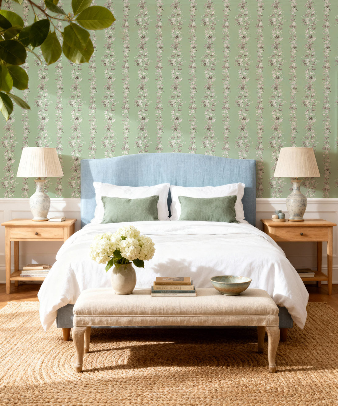 Antibes Decorative Textile Wallpaper, Celadon