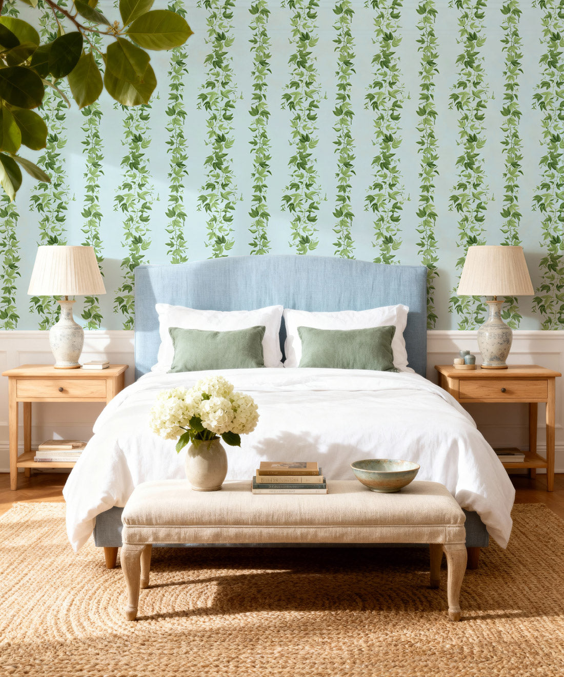 Antibes Decorative Textile Wallpaper, Duck Egg