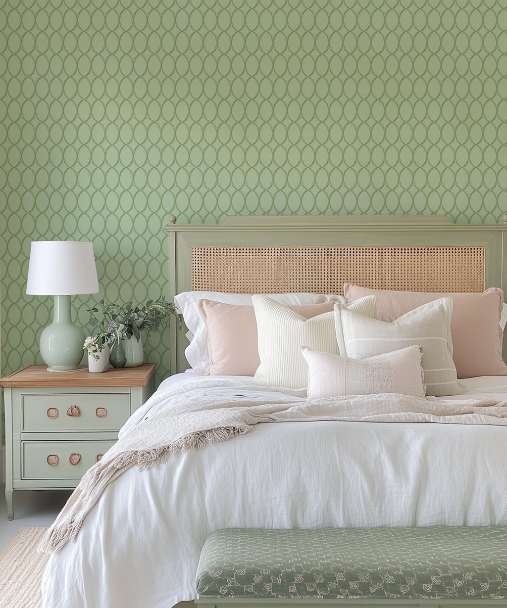 Chloe Decorative Textile Wallpaper, Celadon