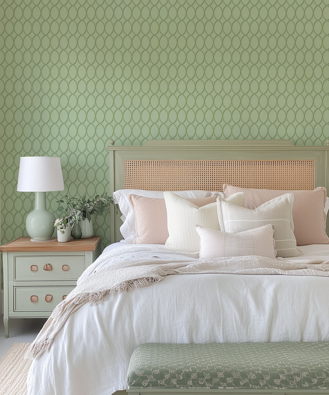 Chloe Decorative Textile Wallpaper, Celadon