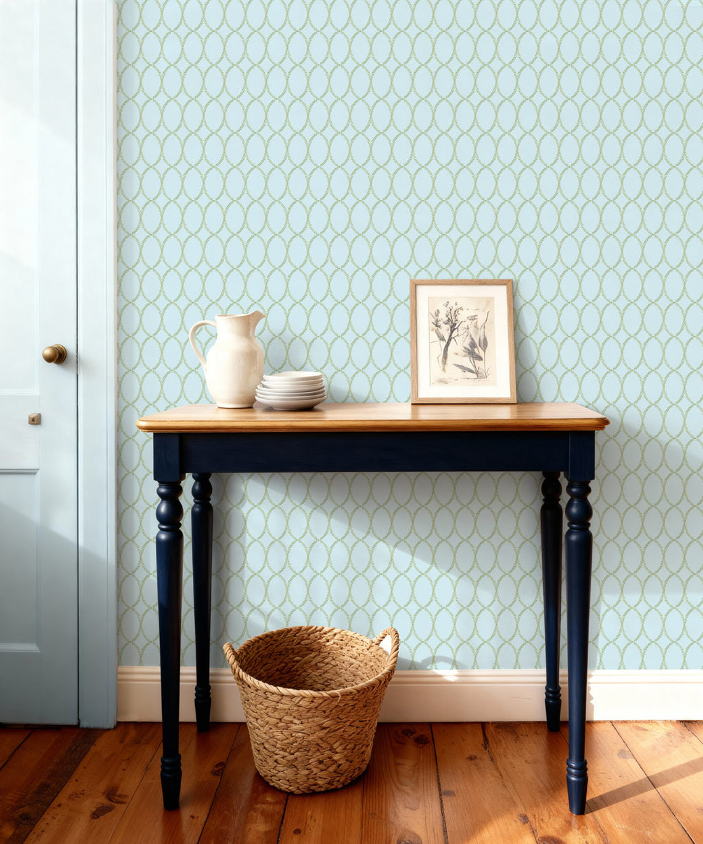 Chloe Decorative Textile Wallpaper, Duck Egg