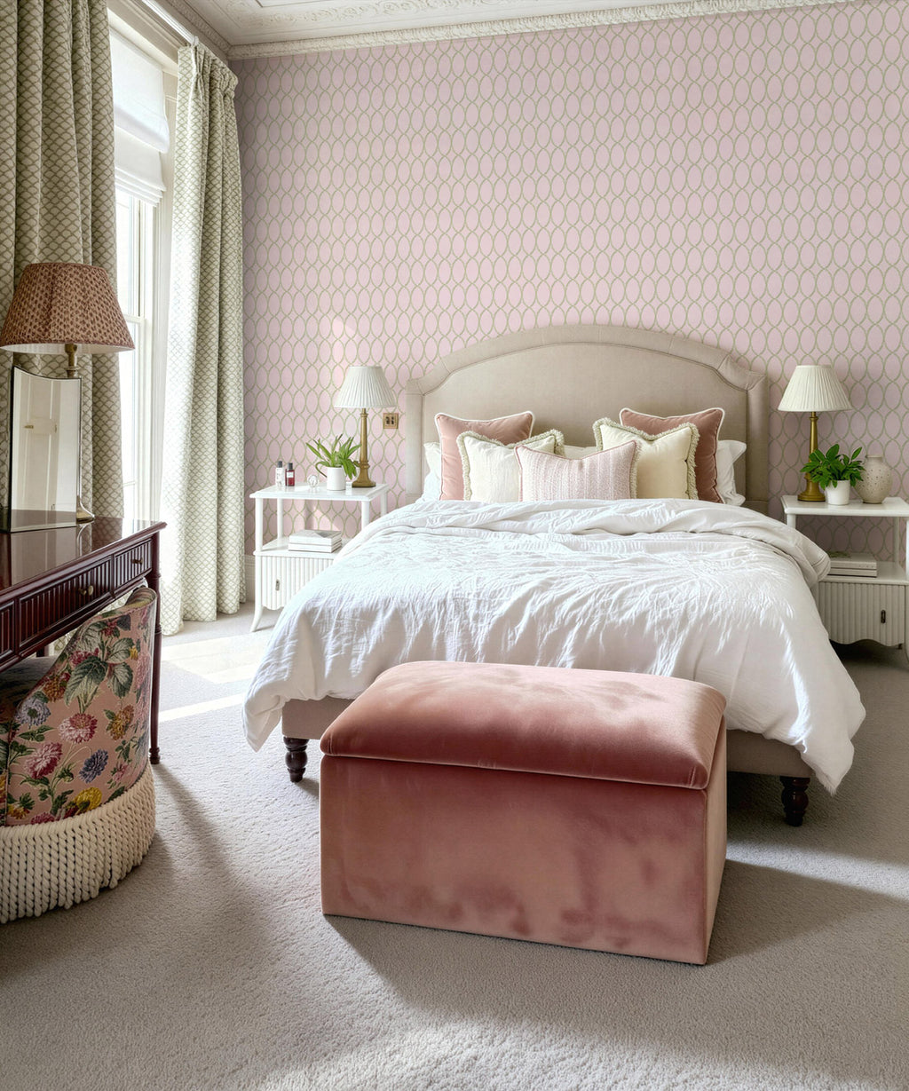 Chloe Decorative Textile Wallpaper, Pink