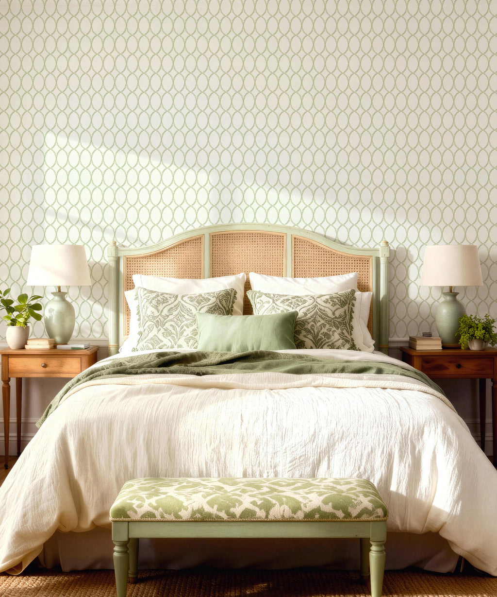 Chloe Decorative Textile Wallpaper, Sage