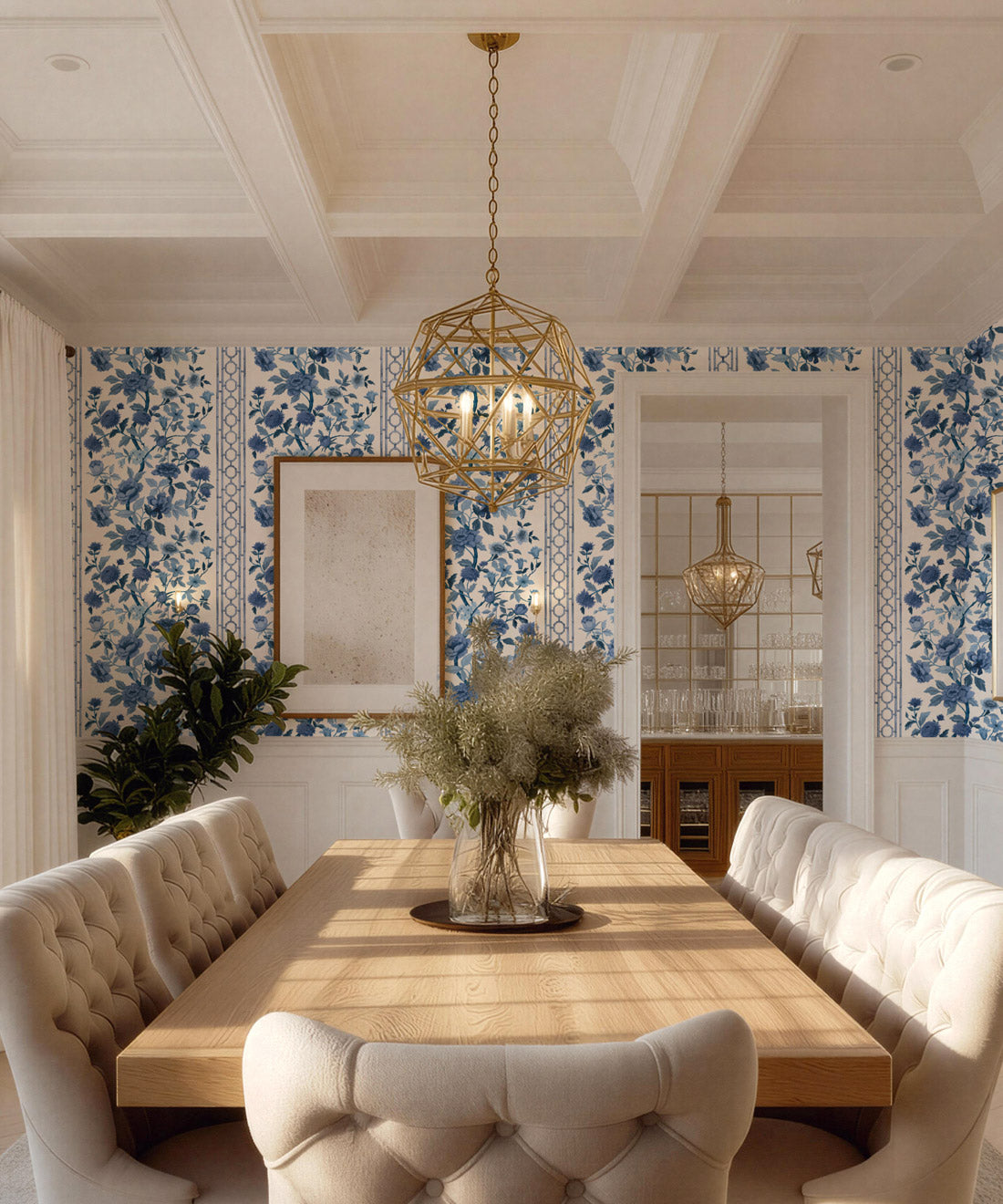 Edith Decorative Textile Wallpaper, Blue