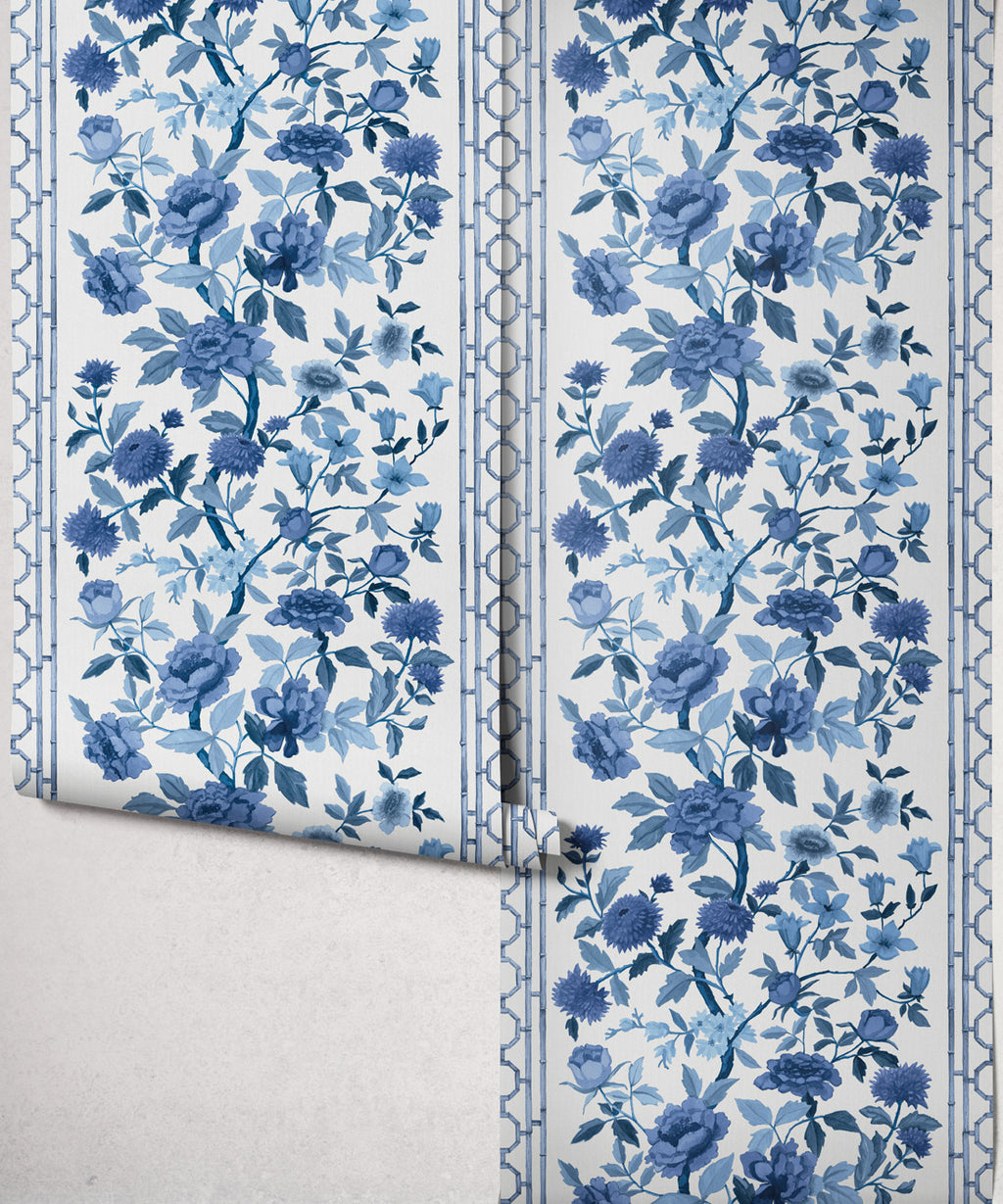 Edith Decorative Textile Wallpaper, Blue