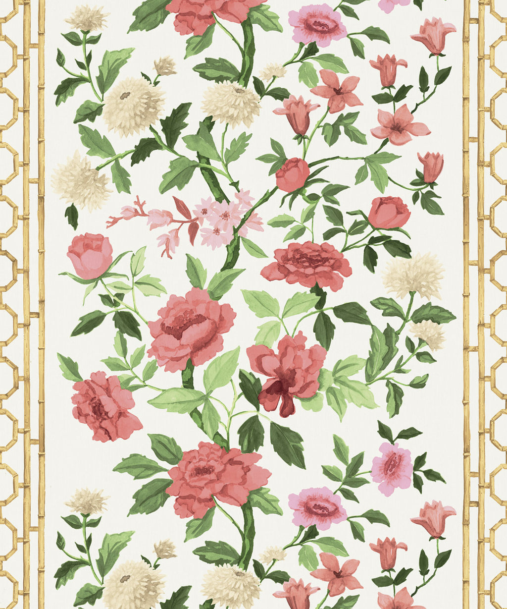 Edith Decorative Textile Wallpaper, Coral
