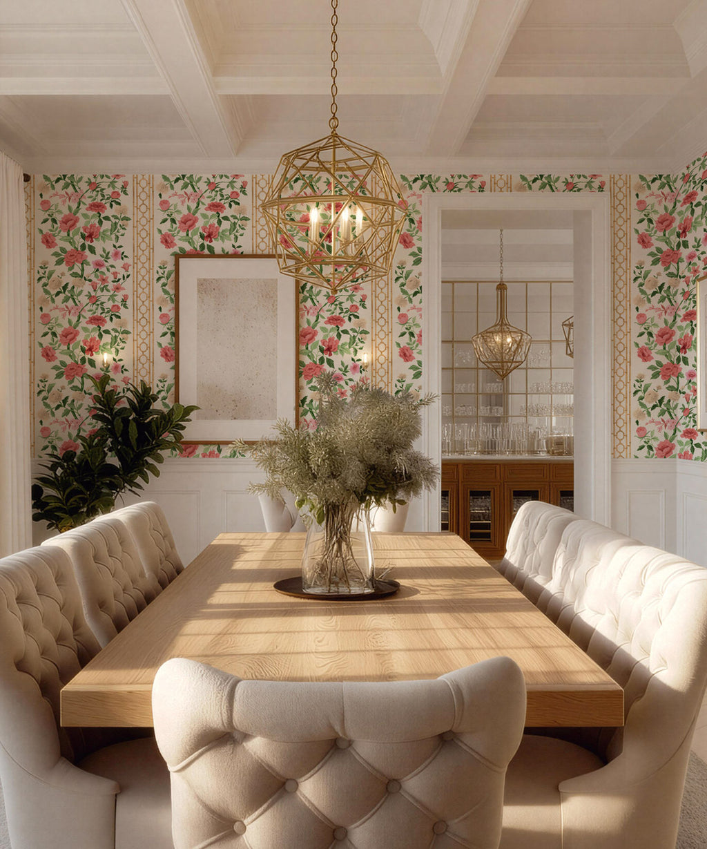 Edith Decorative Textile Wallpaper, Coral