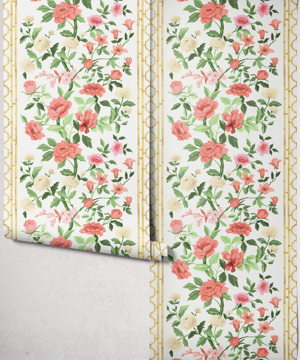 Edith Decorative Textile Wallpaper, Coral
