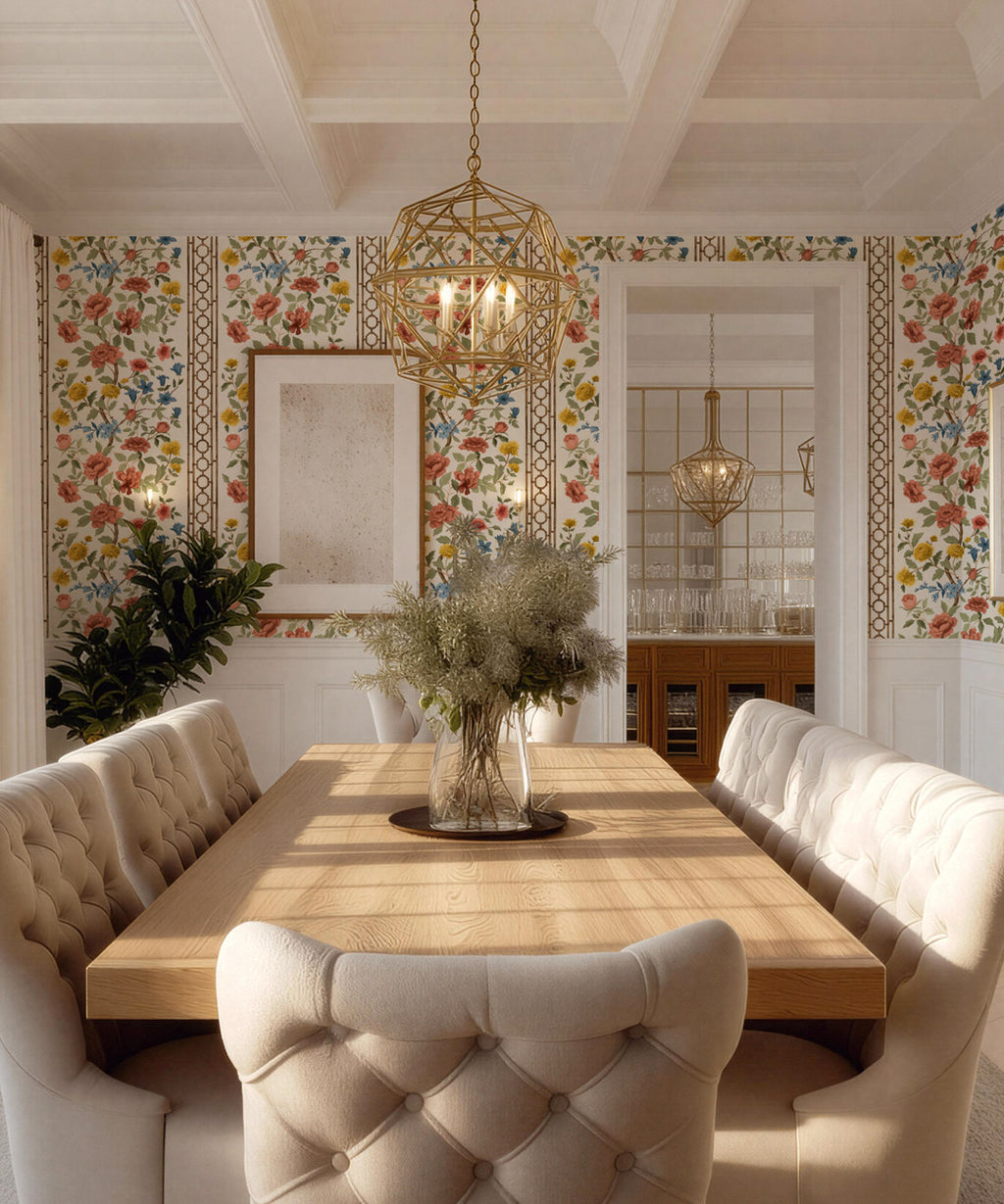 Edith Decorative Textile Wallpaper, Terracotta