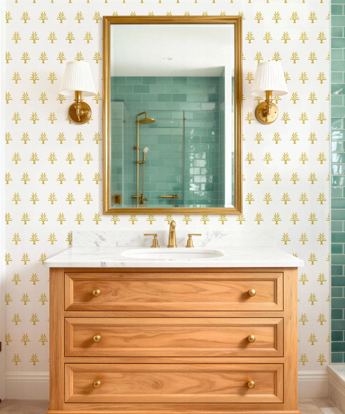 June Decorative Textile Wallpaper, Mustard