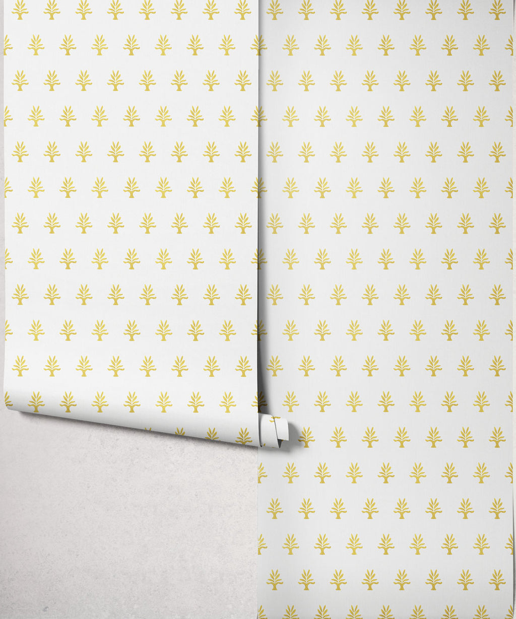 June Decorative Textile Wallpaper, Mustard