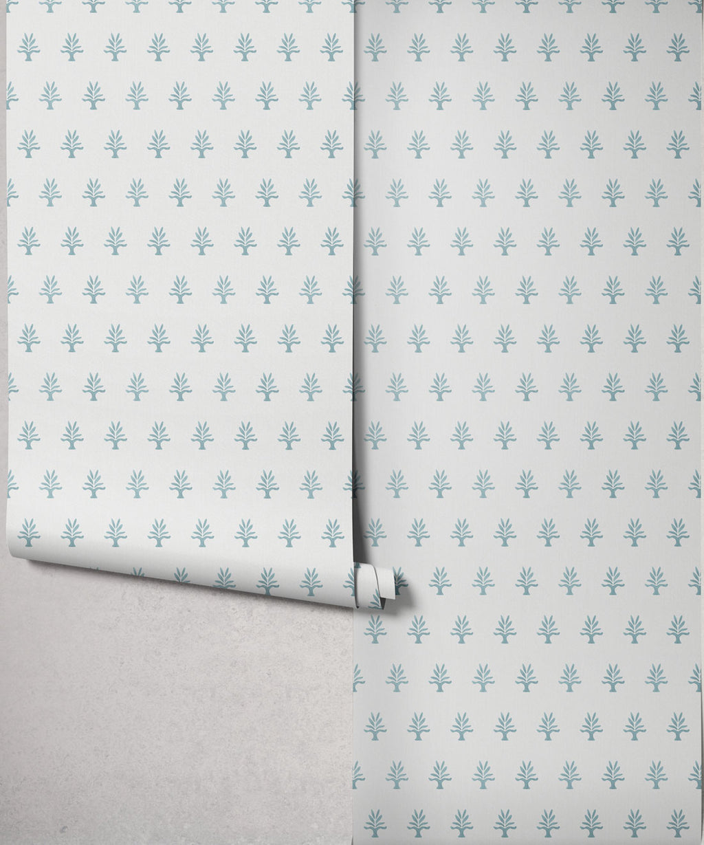 June Decorative Textile Wallpaper, Sea Glass