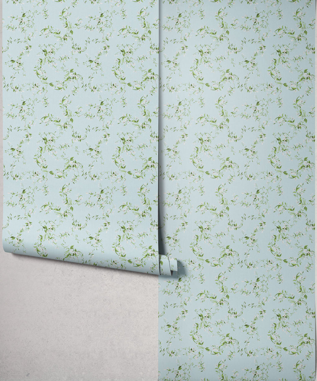 Libby Decorative Textile Wallpaper, Duck Egg