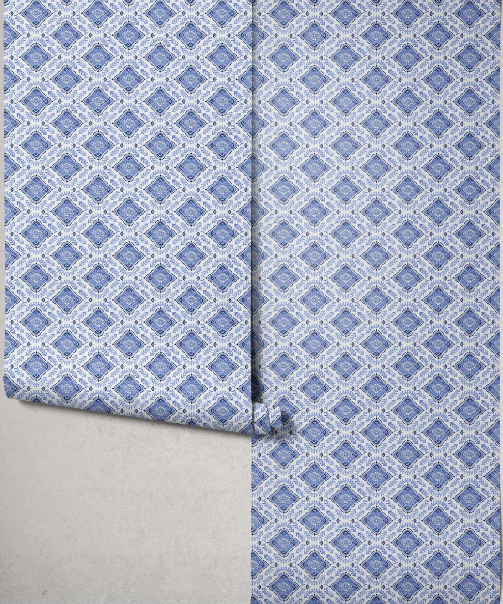 Mandalay Decorative Textile Wallpaper, Blue