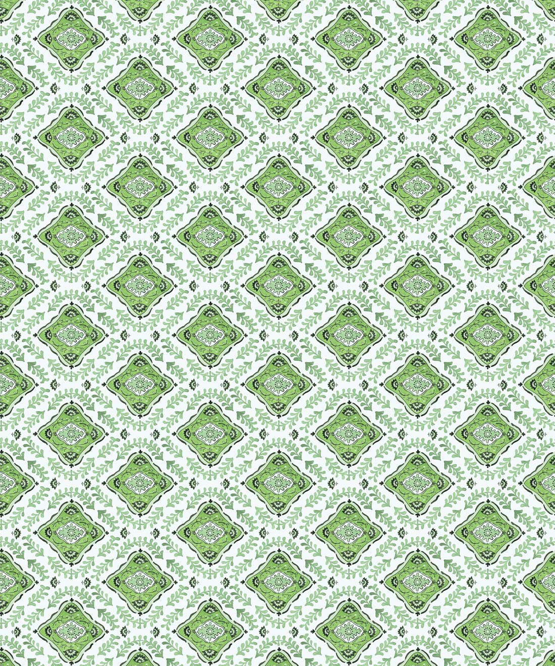 Mandalay Decorative Textile Wallpaper, Green