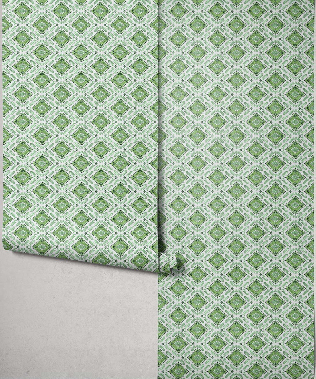 Mandalay Decorative Textile Wallpaper, Green