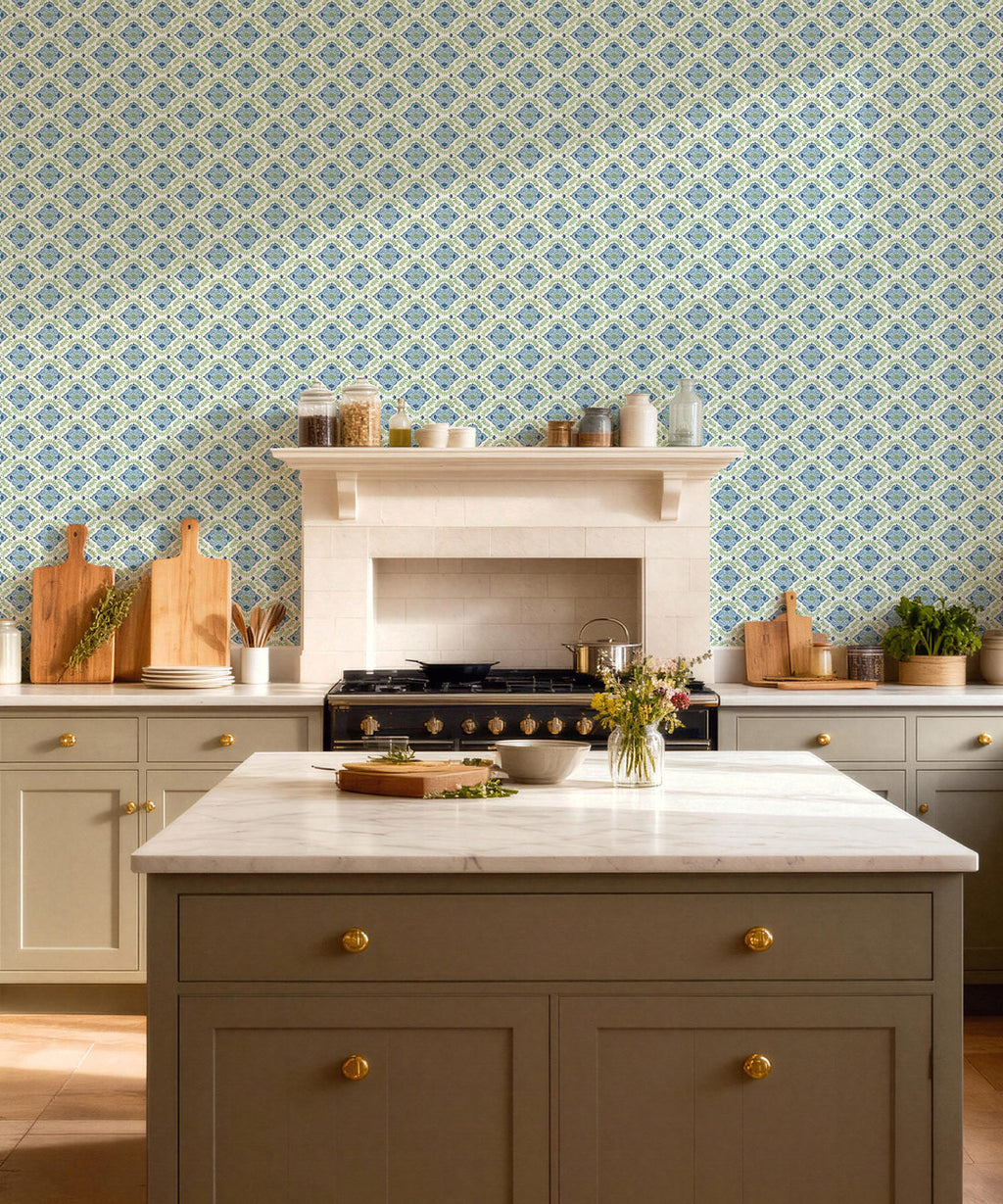 Mandalay Decorative Textile Wallpaper, Moss