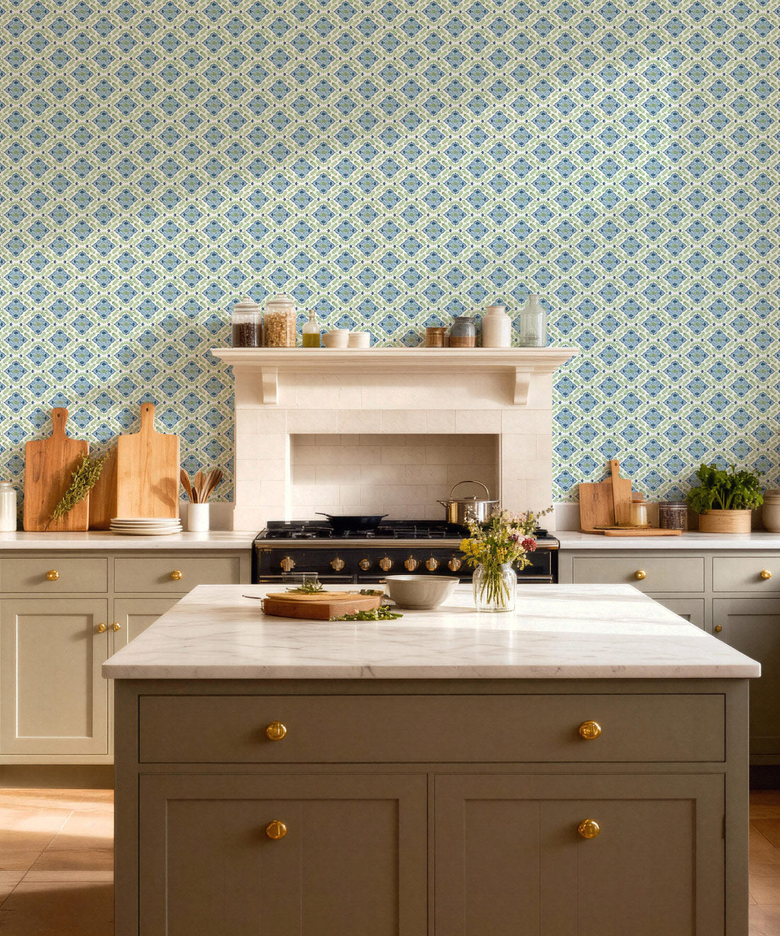 Mandalay Decorative Textile Wallpaper, Moss