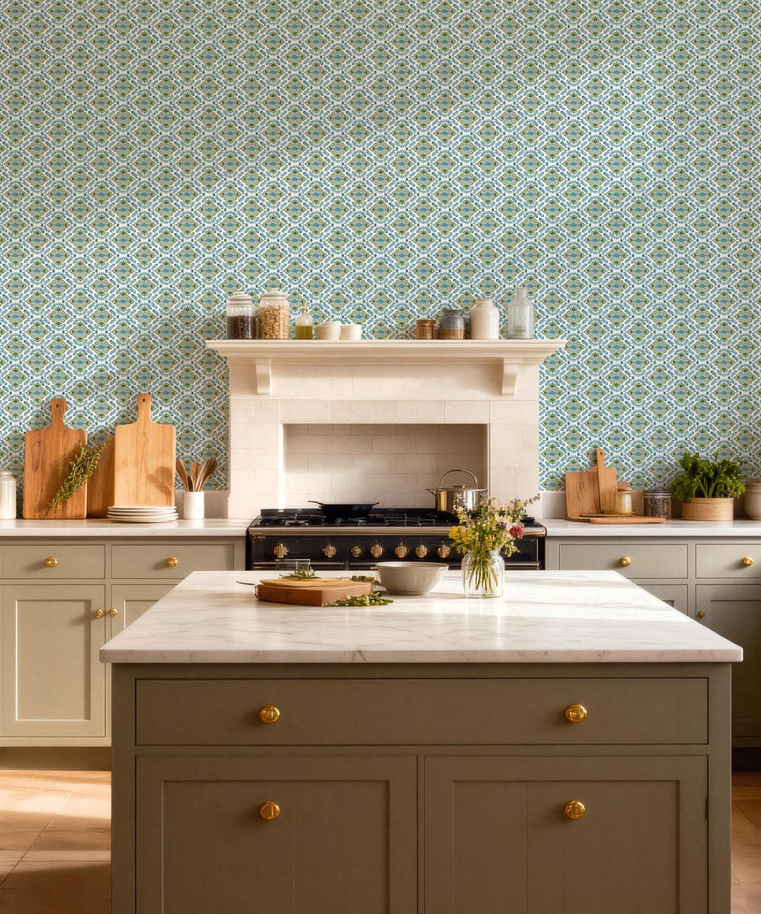 Mandalay Decorative Textile Wallpaper, Peacock