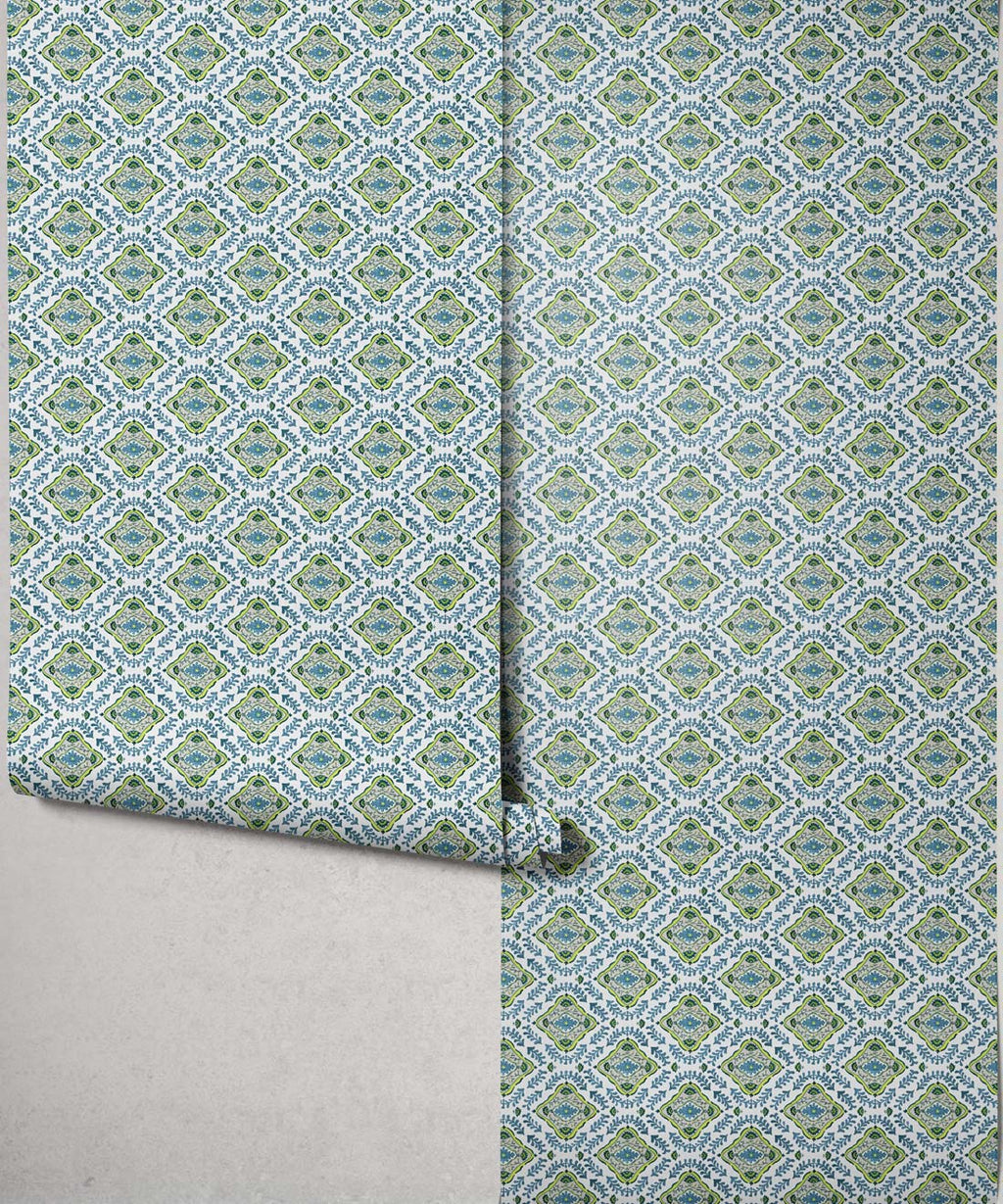 Mandalay Decorative Textile Wallpaper, Peacock